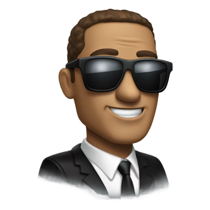 MIB ajent (men in black) that has sunglasses and a laser sticker