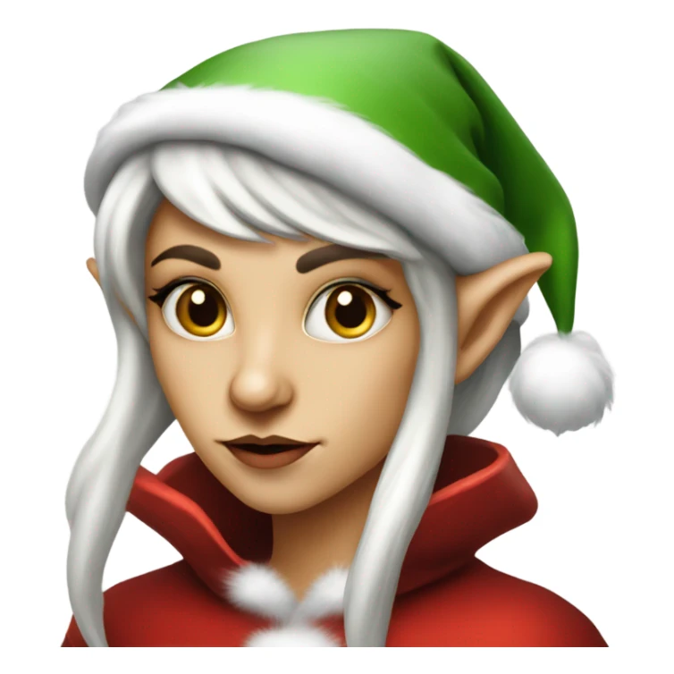rogue female elf fantasy wearing santa hat sticker