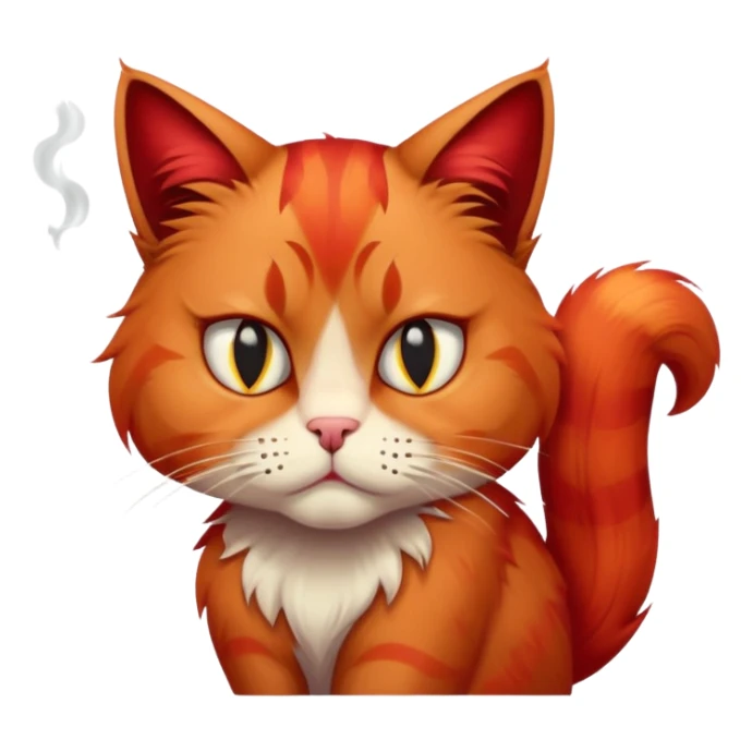depression red furred cat with cigarette  sticker
