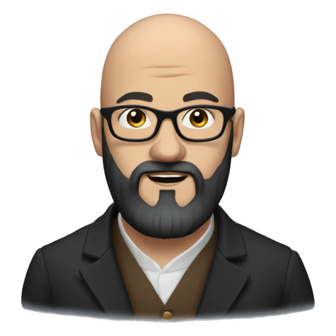 Bald georgian man with black beard in glasses  sticker