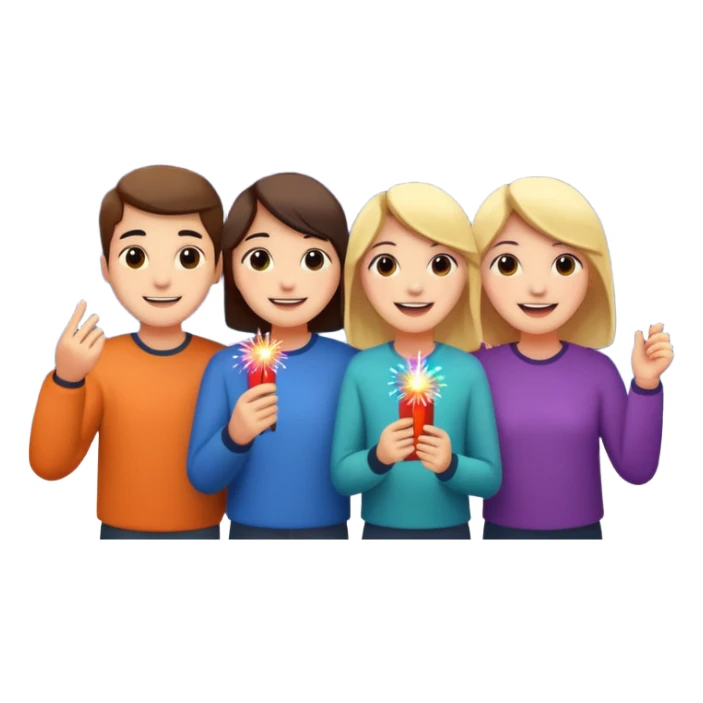 group of friends watching fireworks sticker