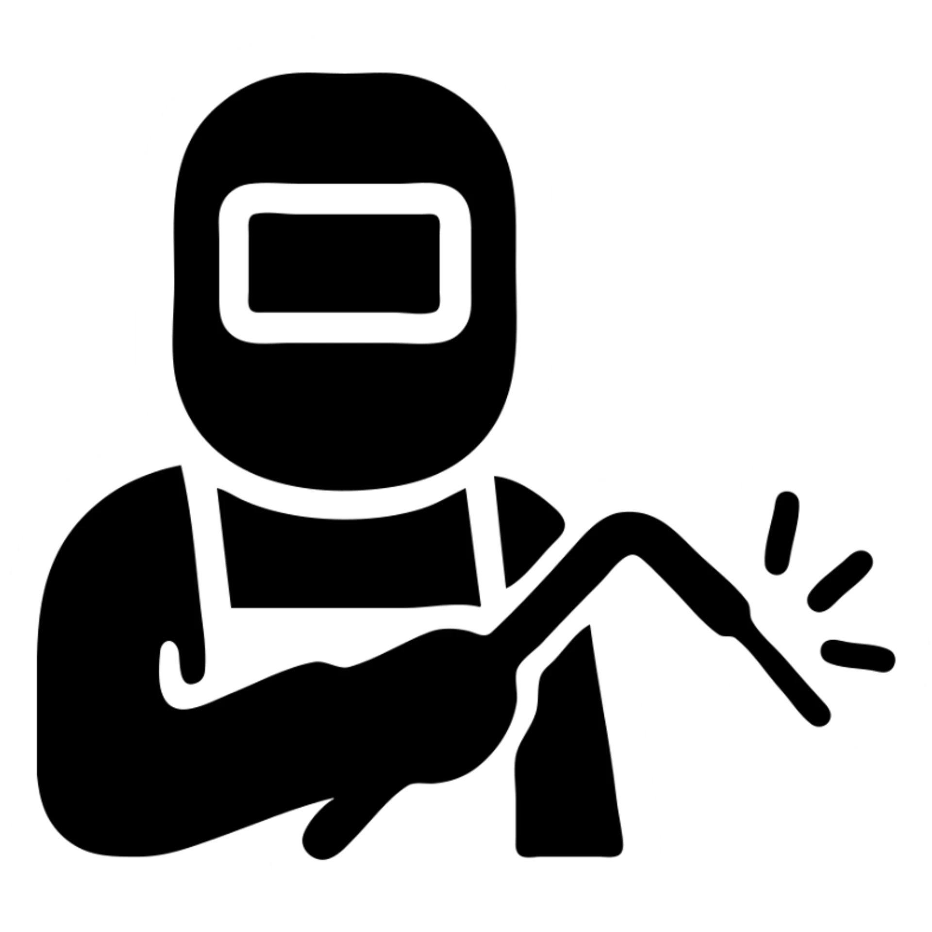 welding, solid black silhouette of welder sticker