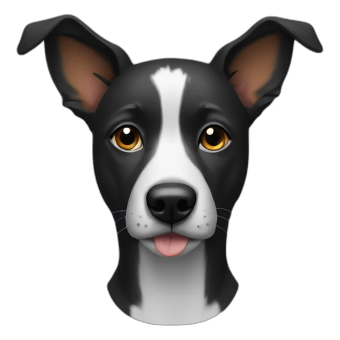 black street dog ears up and right ear half cut off sticker