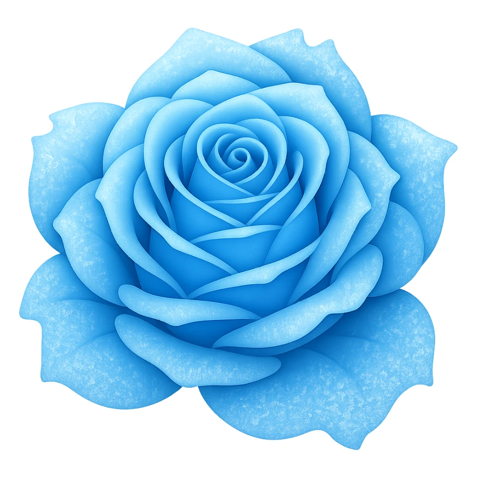 Create an emoji style image of a frozen rose with a gradient color effect and no background. Maintain the emoji style look with smooth gradient colors transitioning on the petals and icy texture. sticker