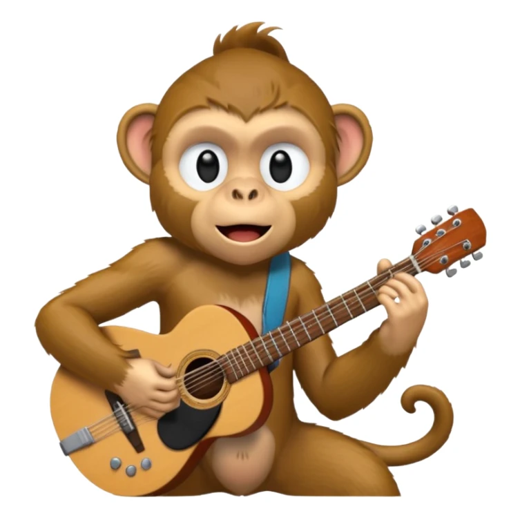 A monkey playing guitar, emotionally immersed in the music, portrait, bust up sticker