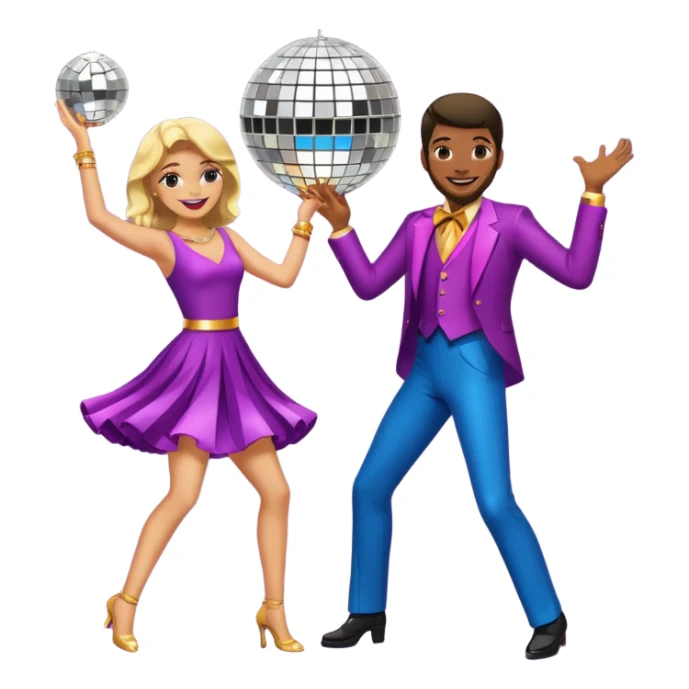man and woman dancing under disco ball sticker