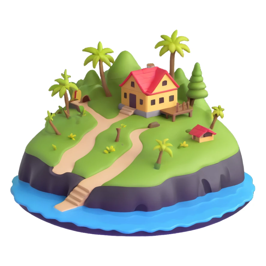 miniature island with little house sticker