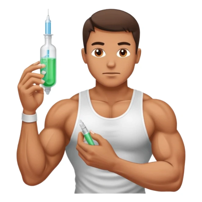 athlete in gym about to inject steroids sticker