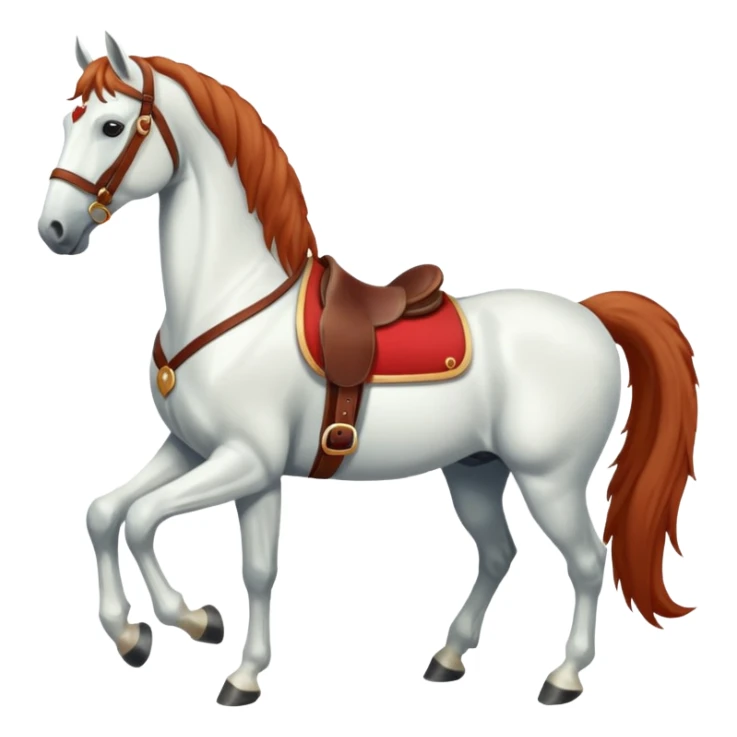 Christmas white horse with red saddle a full-length  sticker
