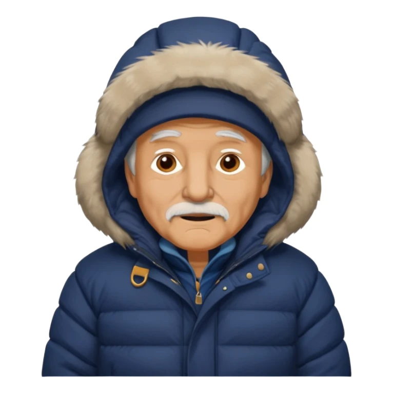 old man in navy puffy winter coat sticker