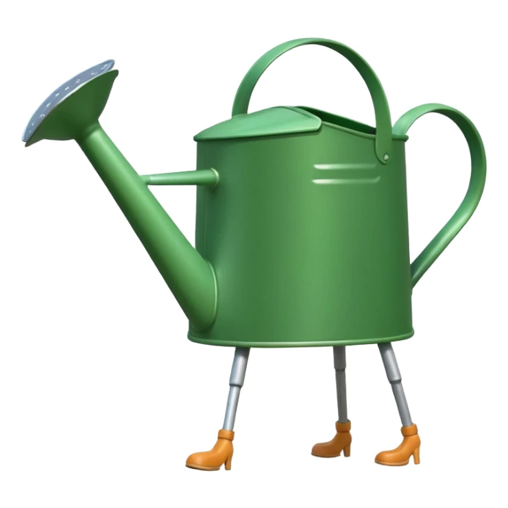 give me a watering can with legs. anthropomorphise the can sticker