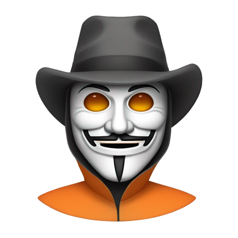 Guy Fawkes has gray mask orange eyes and a mustache  sticker