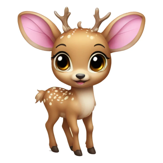 baby deer with fairy wings and a pink bow around its neck  sticker