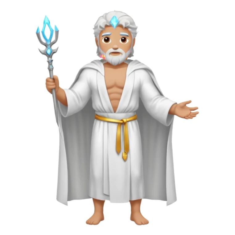 fullbody silverhair shirtless god ZEUS, white robe over shoulder, standing still sticker