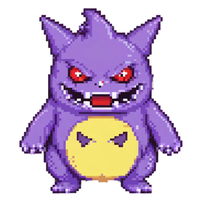 Gengar, the purple ghost Pokemon with red eyes and a mischievous grin sticker