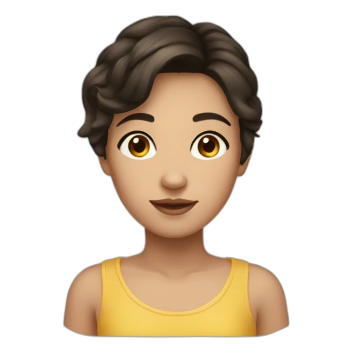 a girl with short dark brown hair and brown eyes sticker