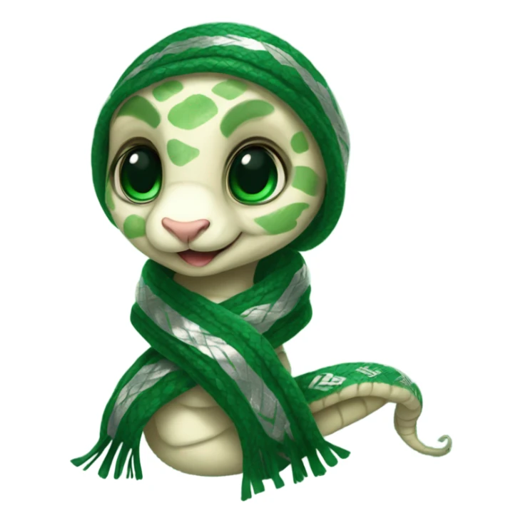 cute baby snake with Slytherin scarf sticker