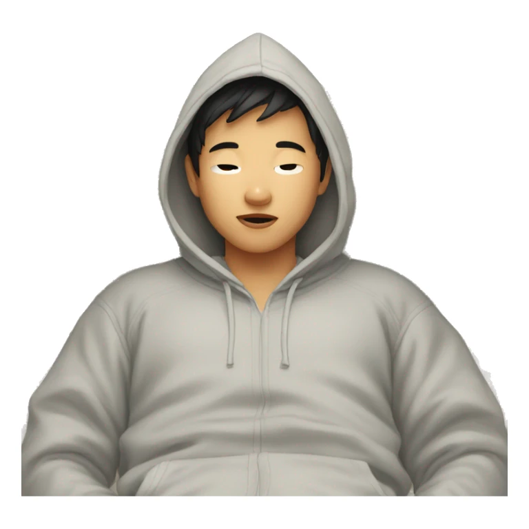 Asian boy in hoodie waking up sticker