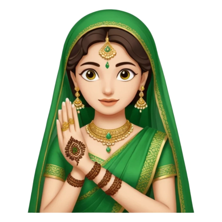bride in mehendi Ceremony in green saree sticker
