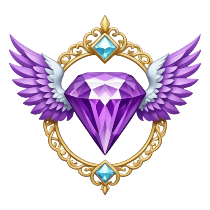 diamond emblem with white wings and purple diamond in the middle sticker