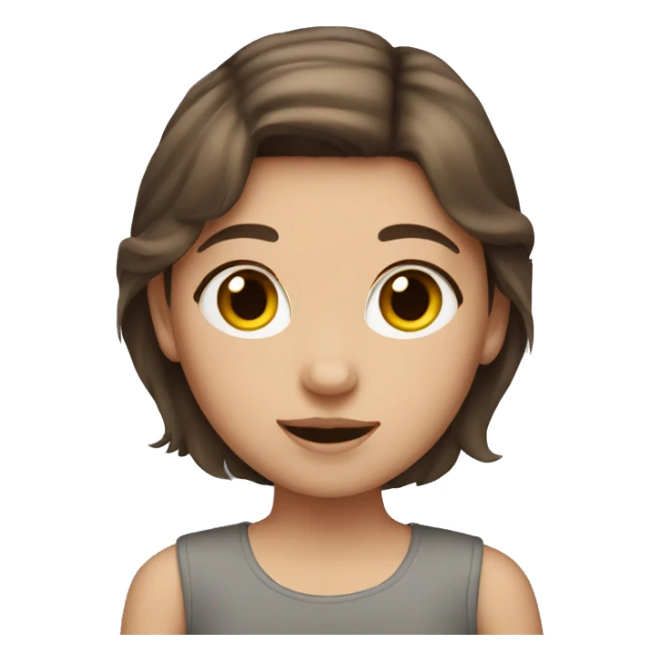 Girl with a brown hair and gray kitty sticker