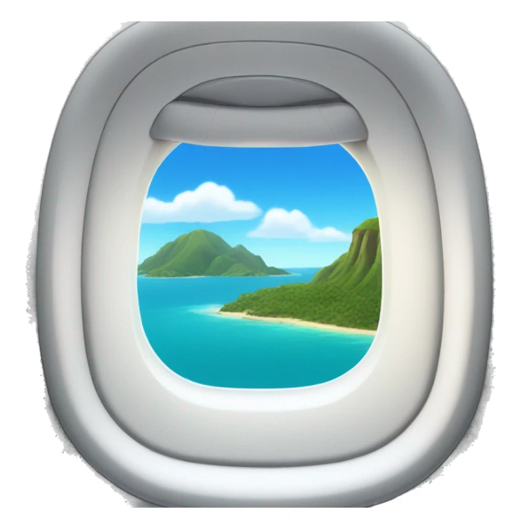 Airplane window with view of island sticker