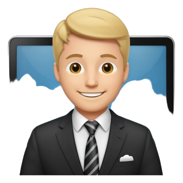 a white man works in an office sticker