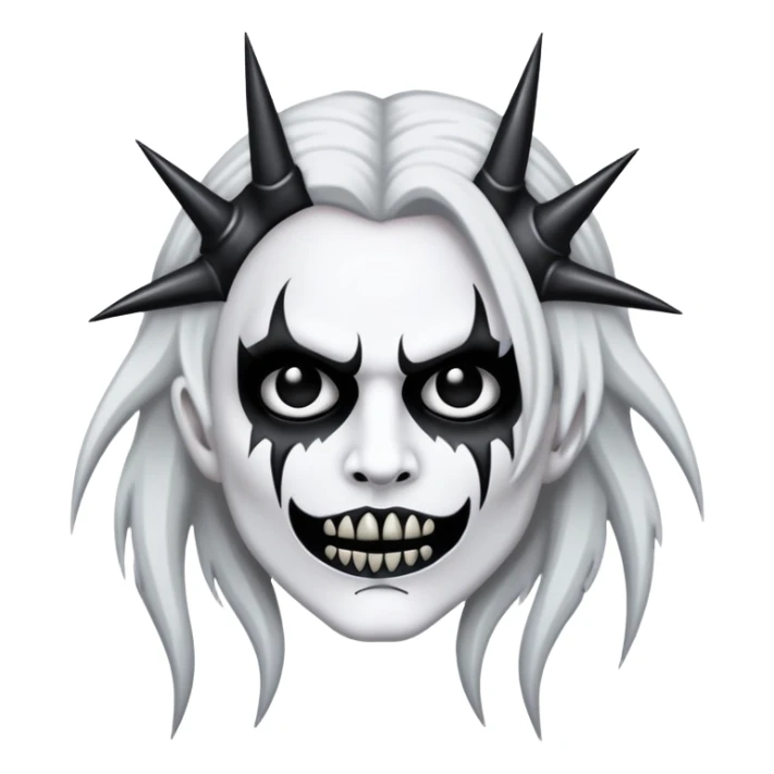 black metal themed emoji with dark gothic elements, corpse paint, spiked accessories sticker