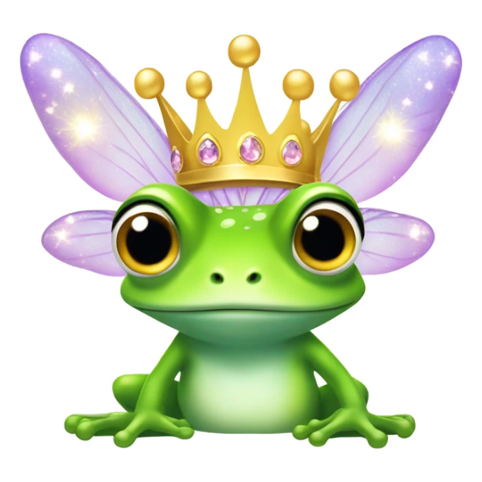 frog with fairy wings and princess crown sticker