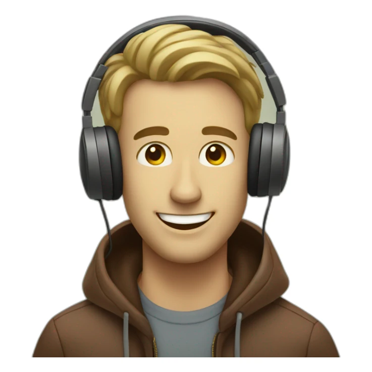 Man happy to listen to music sticker