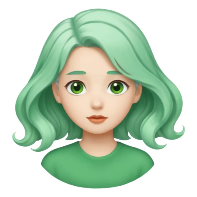 girl with white  green hair clip sticker