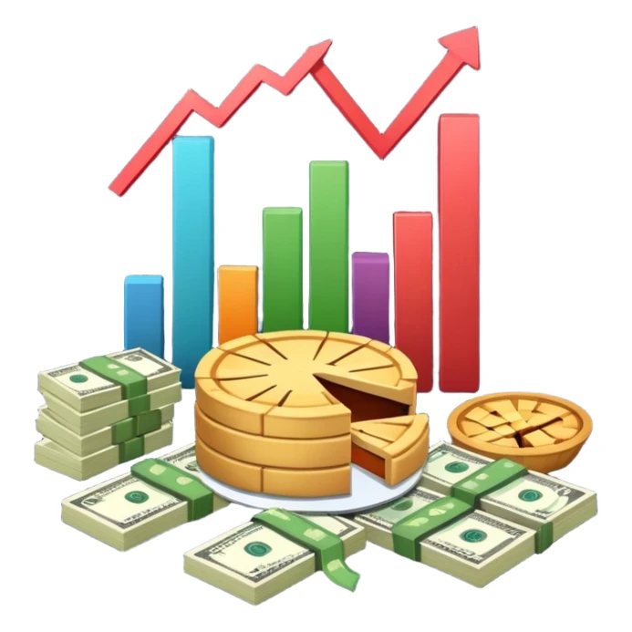 financial scenario with money and charts sticker