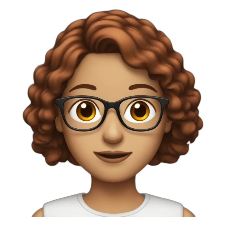 brunette girl with glasses and red tip hair sticker