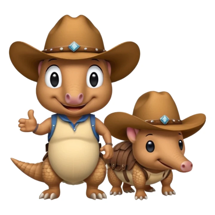 armadillos with cowboy hat team logo  sticker