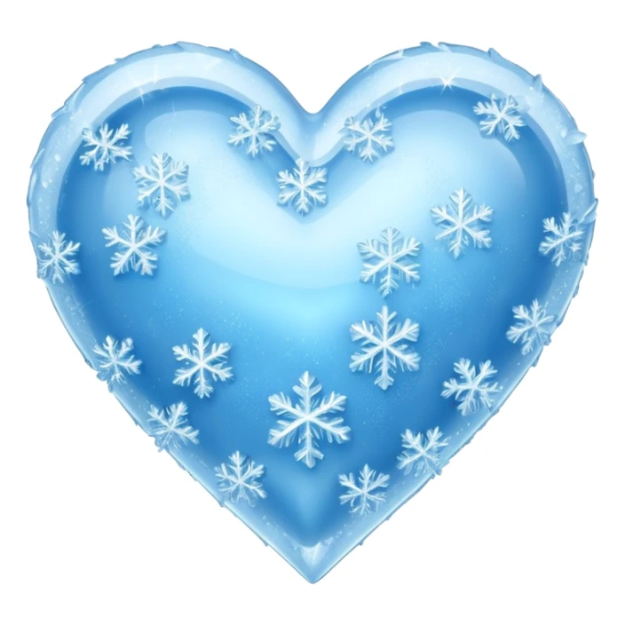 An ice blue heart with frost and ice crystals covering it sticker
