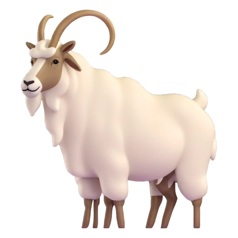 realistic 3D mountain goat with textured fur sticker