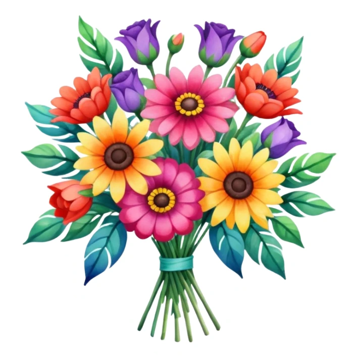 flower bouquet, watercolor art style sticker