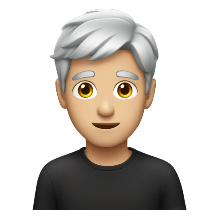 grey-haired boy in black shirt rolling eyes sticker