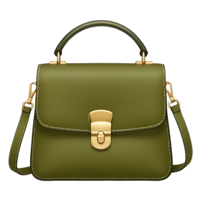 Handbag in Olive Green, width and height of handbag must be equal sticker