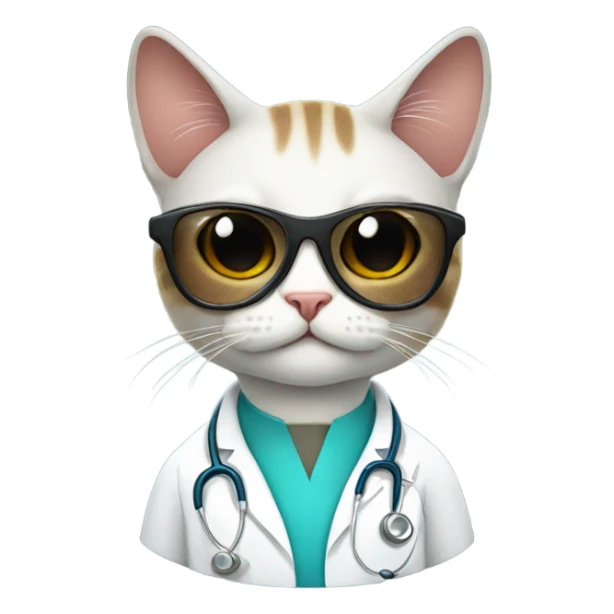 doctor cat wearing black sunglasses sticker