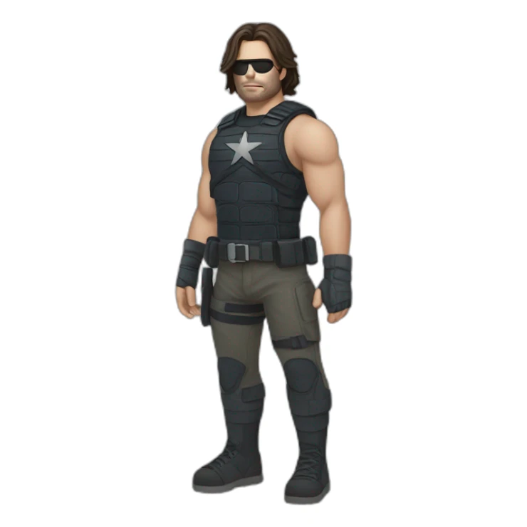 Winter soldier in the beach wearing a shorts sticker