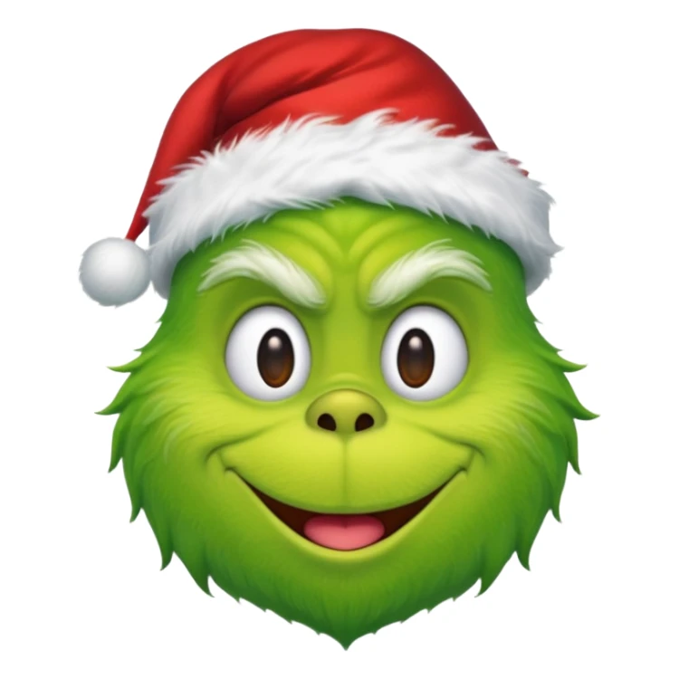 Create an emoji of the gtinch with a Santa hat sticker