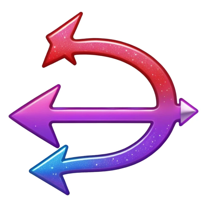 color gradient between red and purple glitter arrow left sticker