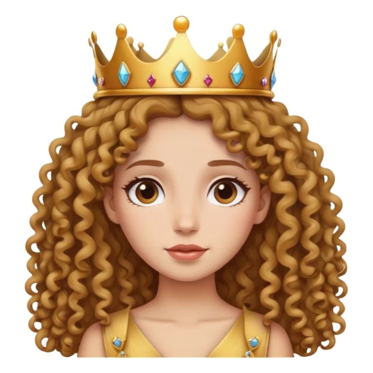 Curly girl with long hair and a crown sticker