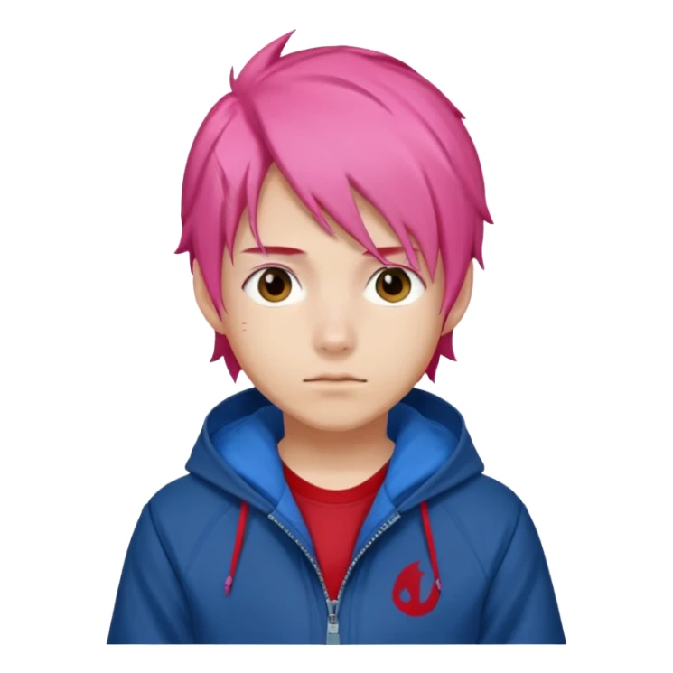 yuiji itadori jjk avec cheveux rose veste bleu capuche rouge sticker