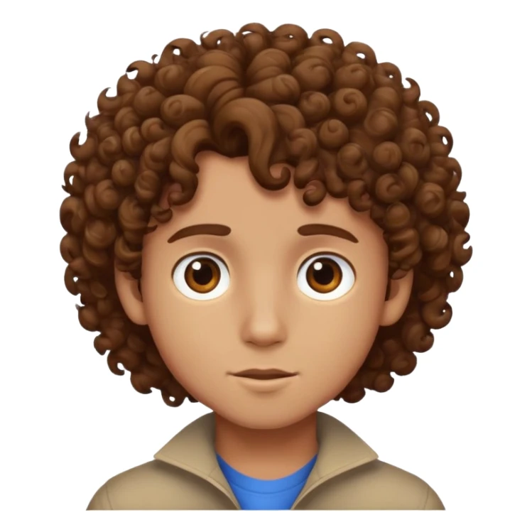 curly boy with brown hair sticker