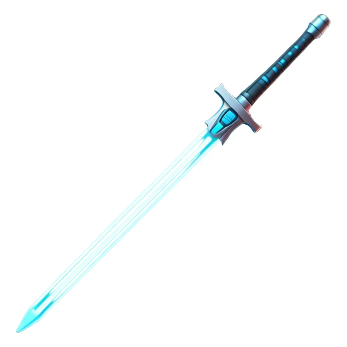 Clash of Clans aesthetic: Cinematic heroic light sabre Emoji, rendered in a 3D vector-style similar to standard emojis with minimal shading and bold, simplified shapes. A compact, vibrant energy blade with a neon-hued, glowing edge and futuristic hilt, softly glowing with a radiant cosmic charm. Simplified yet unmistakably iconic, highly detailed and consistent, glowing with a soft pulsating brilliance and high shine. Stylized with a touch of interstellar elegance and a soft glowing outline, capturing the essence of a legendary energy blade with a friendly, playful manner! sticker