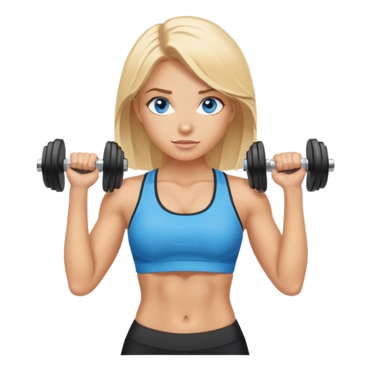 blonde gym girl with dumbells blue eyes sticker