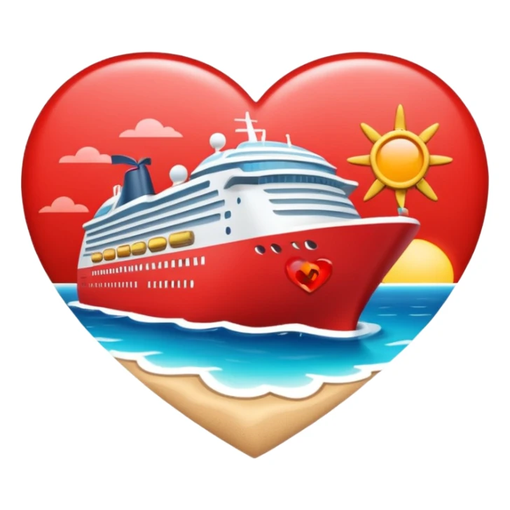 Heart with cruise ship and beach sticker