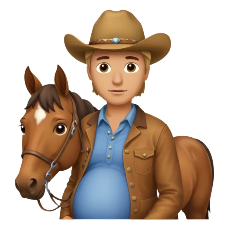 pregnant man  near horse sticker